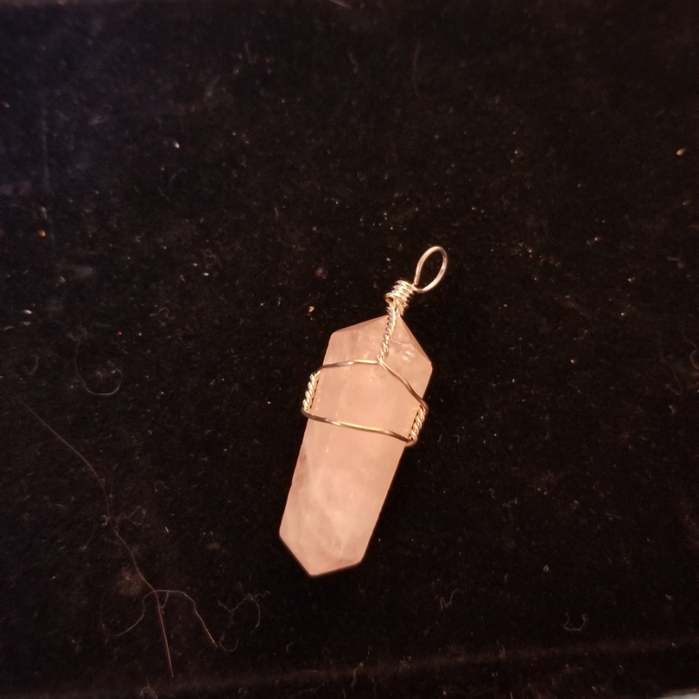 NWT Pink Quartz Sterling WireWrap Pendnt - Picture 8 of 8
